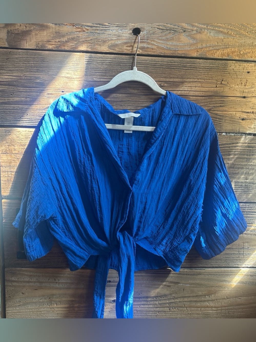 H&M Royal Blue Tie-Front Crop Top